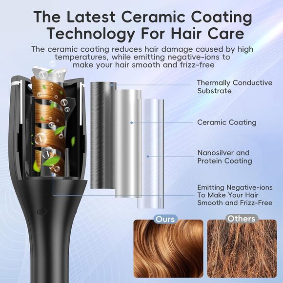Automatic Hair Curler Auto Rotating Curling Iron w/ 4 Temp LCD Display 1" Barrel - Picture 4 of 8